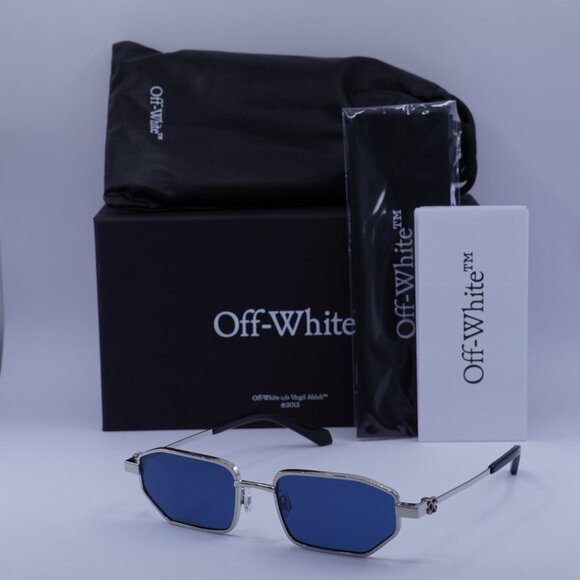 Off-White OERI14J LOA 7245 Geometric Sunglasses – Silver/Blue main image 5